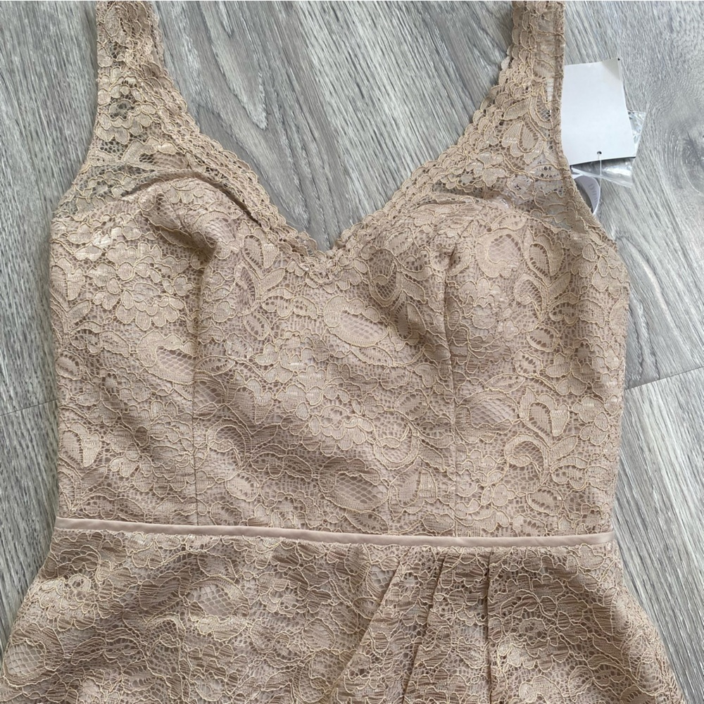 David’s Bridal Champagne Lace Short Tank Dress Size 2 - Picture 4 of 14